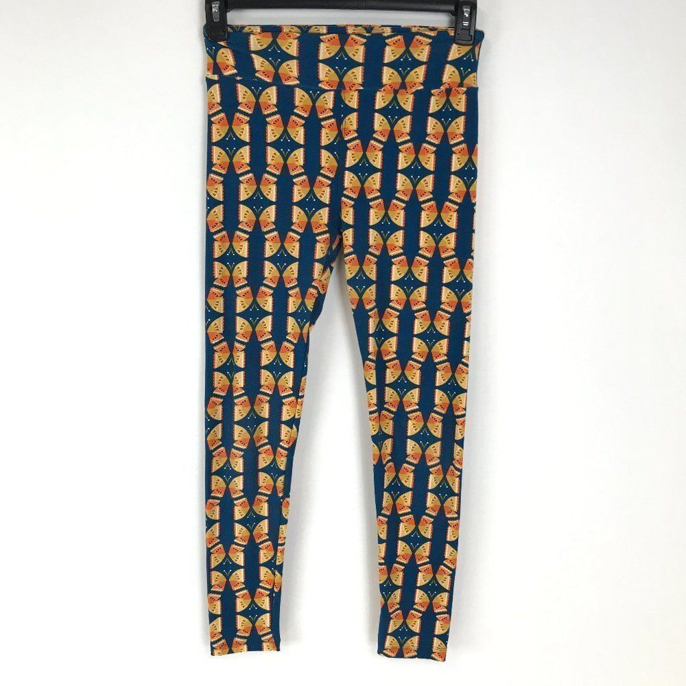 LuLaRoe Butterfly Print Leggings Women's OS / 2-10 Pull-On Mid-Rise Stretch Knit
